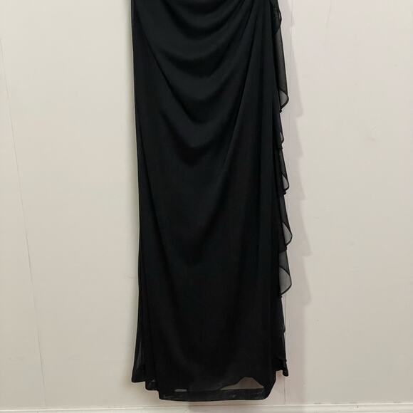 Betsy & Adam by Linda Bernell 8 black white prom dress bead ruche classic formal - Picture 4 of 8